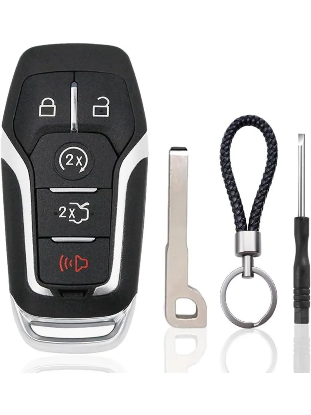 Key Fob Case Replacement for Ford Vehicles - 5 Button Smart Key Cover, 2014-2017